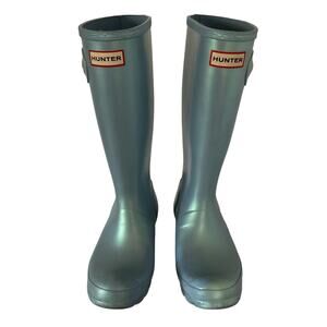Hunter Rain Boots Original  Nebula Blue Iridescent Size 5B/6G (EU 37) Womens 6